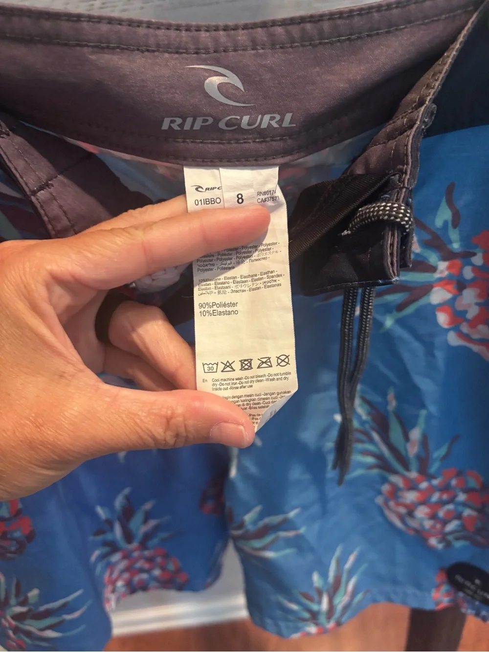 Rip Curl Blue Pineapple-Print Kids Swim Trunks
